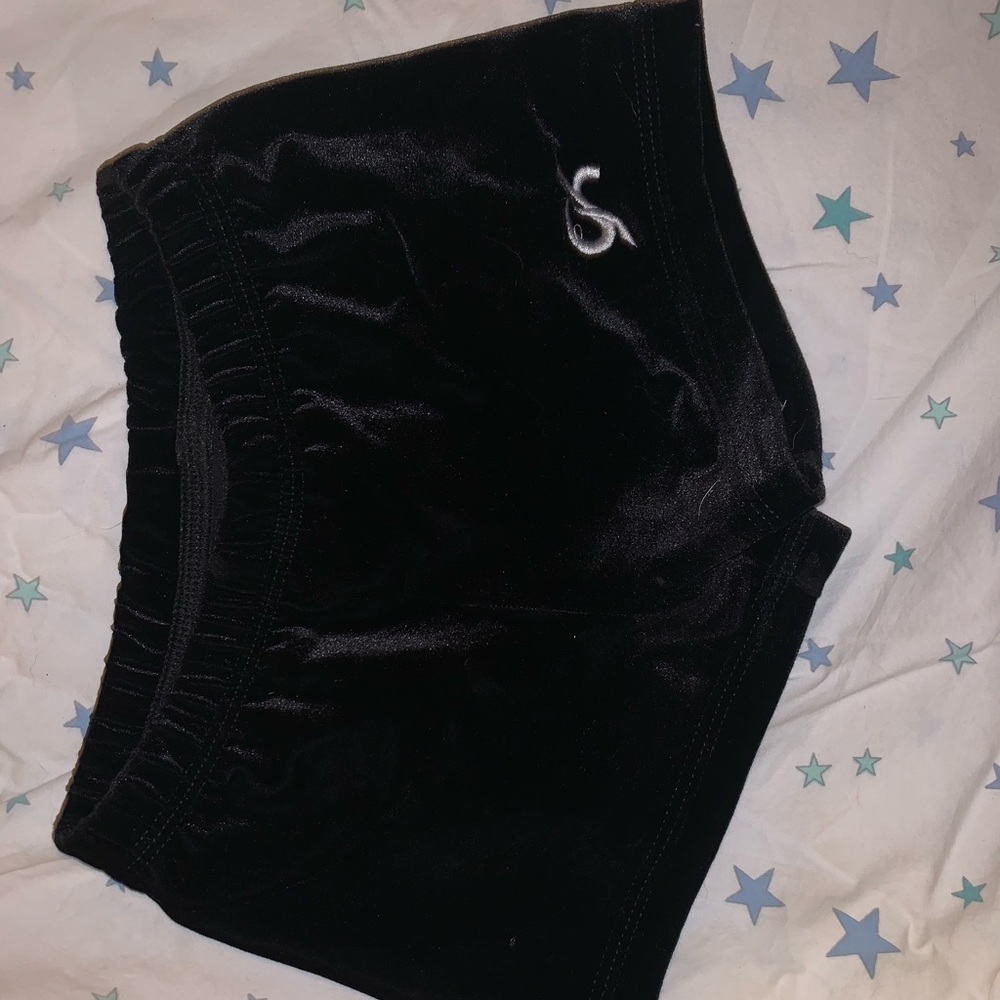 Faux velvet black mini shorts